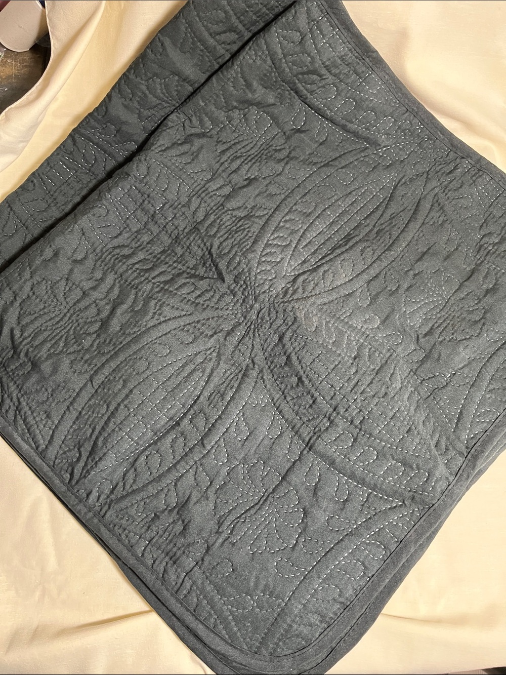 Quilted Pillow Shams in Soft Black- Soft Home Bedding